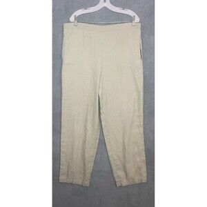 Outfit JPR Pants Womens Medium Green 100% Linen Elastic‎ Waist Pockets Vacation